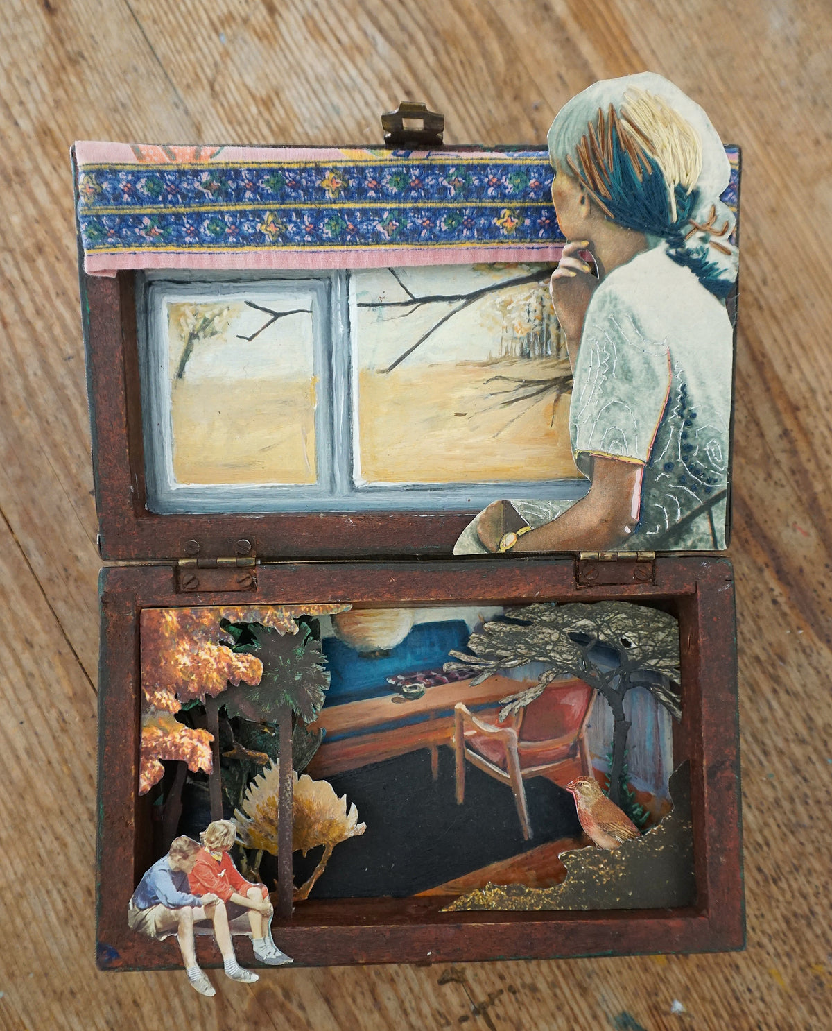 "Trees" - Original Art Box - diorama - shadow box - gratitude art