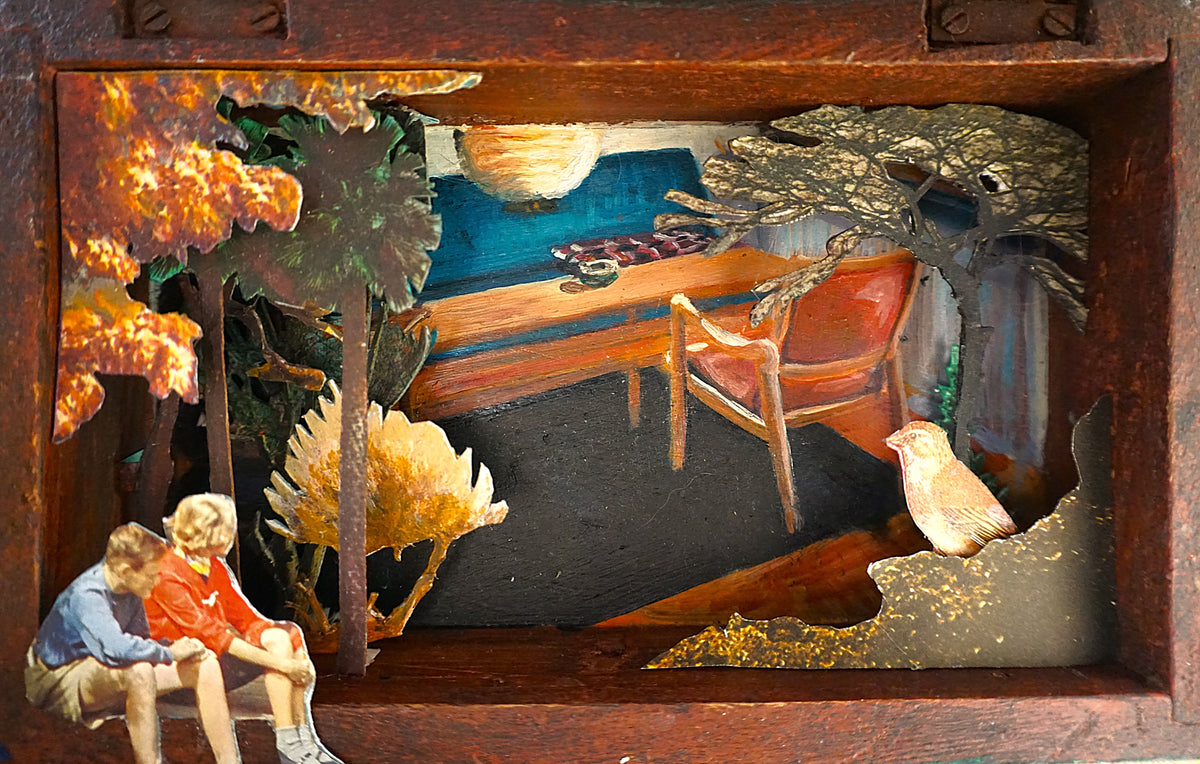 "Trees" - Original Art Box - diorama - shadow box - gratitude art